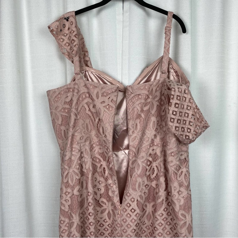 Plus Size Pink Lace Ruffle-Trim Maxi Dress - Picture 12 of 16